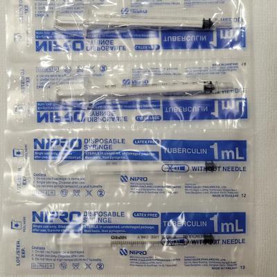 Syringe plastic 1ml Luer  without Needle